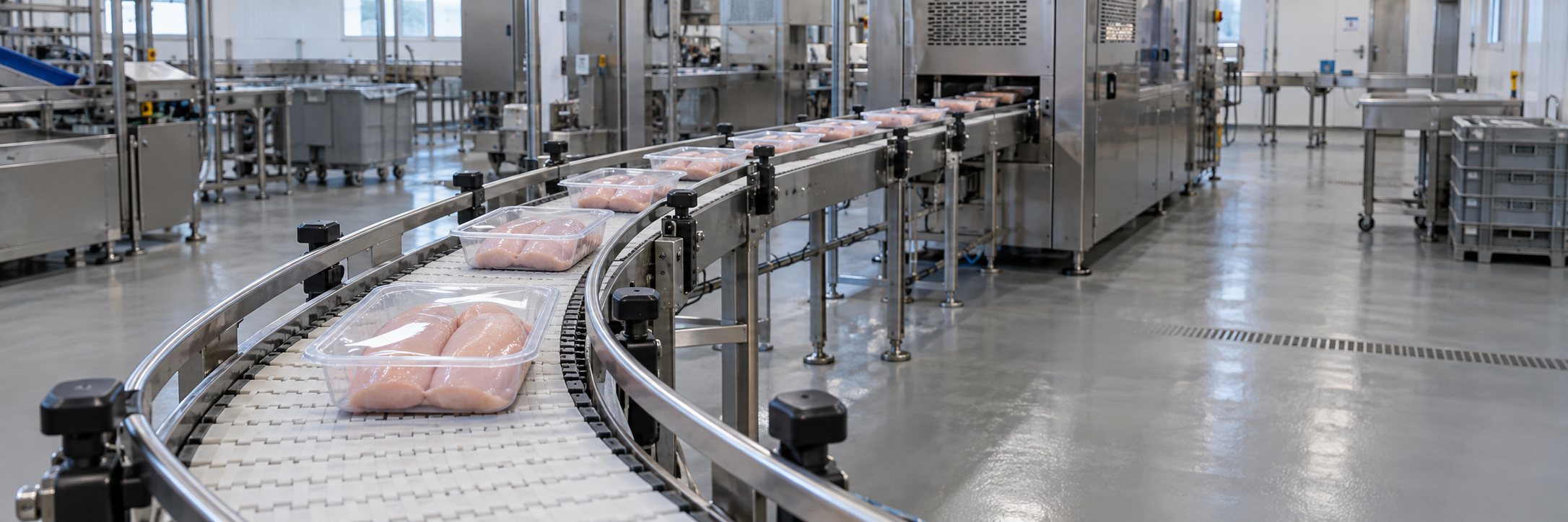Verpakte kipfilet op de lijn